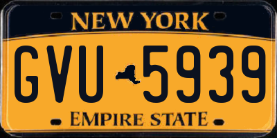 NY license plate GVU5939