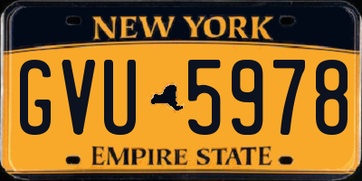 NY license plate GVU5978