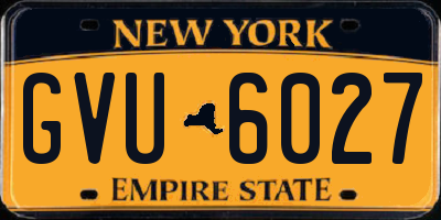 NY license plate GVU6027