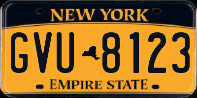 NY license plate GVU8123