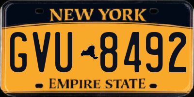 NY license plate GVU8492