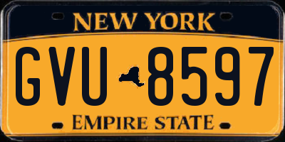 NY license plate GVU8597