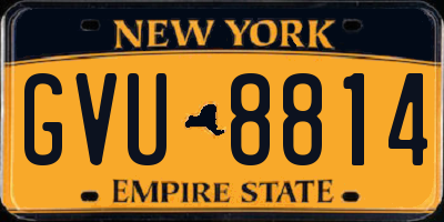 NY license plate GVU8814
