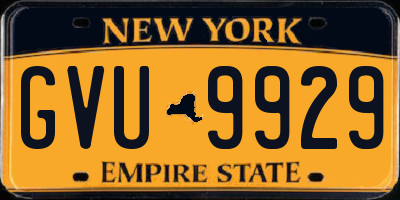 NY license plate GVU9929