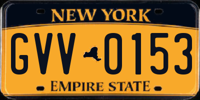 NY license plate GVV0153