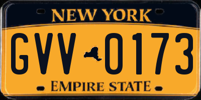NY license plate GVV0173