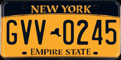 NY license plate GVV0245