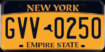 NY license plate GVV0250