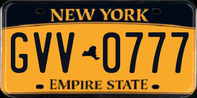 NY license plate GVV0777