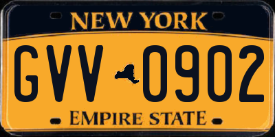 NY license plate GVV0902