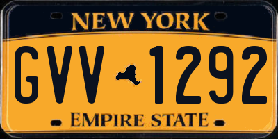 NY license plate GVV1292