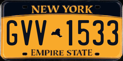 NY license plate GVV1533