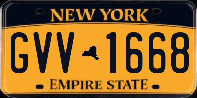 NY license plate GVV1668