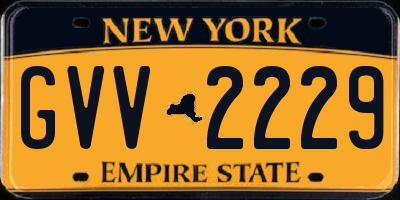NY license plate GVV2229
