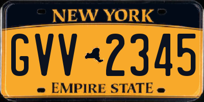 NY license plate GVV2345