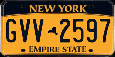 NY license plate GVV2597