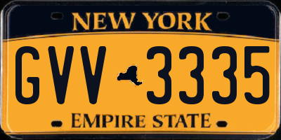 NY license plate GVV3335