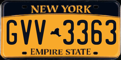NY license plate GVV3363