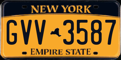 NY license plate GVV3587