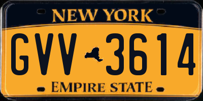 NY license plate GVV3614