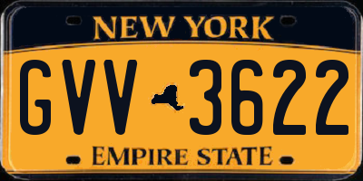 NY license plate GVV3622