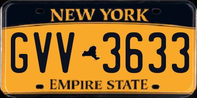 NY license plate GVV3633
