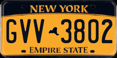 NY license plate GVV3802