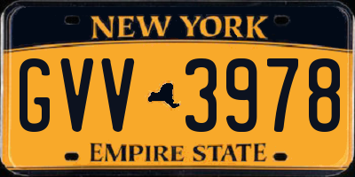 NY license plate GVV3978