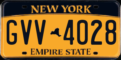 NY license plate GVV4028