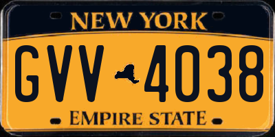 NY license plate GVV4038