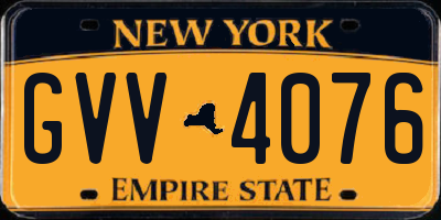 NY license plate GVV4076