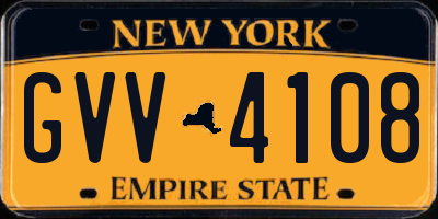 NY license plate GVV4108
