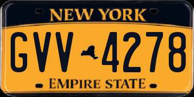 NY license plate GVV4278