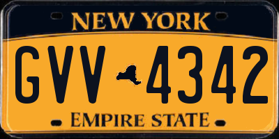NY license plate GVV4342