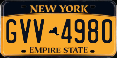 NY license plate GVV4980