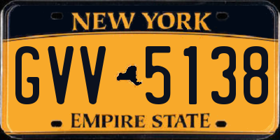 NY license plate GVV5138