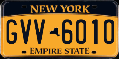 NY license plate GVV6010