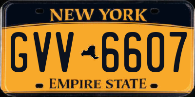 NY license plate GVV6607