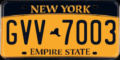 NY license plate GVV7003