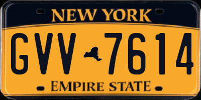 NY license plate GVV7614