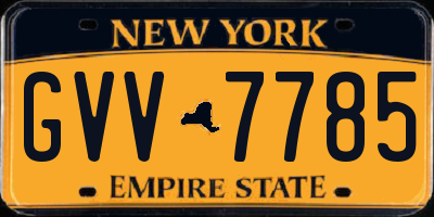NY license plate GVV7785