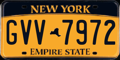 NY license plate GVV7972