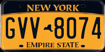 NY license plate GVV8074