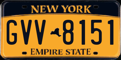 NY license plate GVV8151