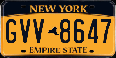 NY license plate GVV8647