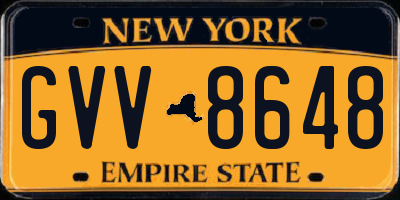 NY license plate GVV8648