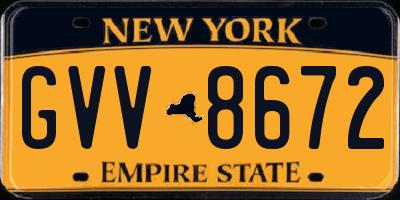 NY license plate GVV8672