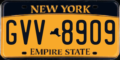 NY license plate GVV8909
