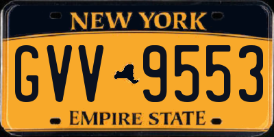 NY license plate GVV9553