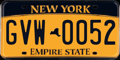 NY license plate GVW0052